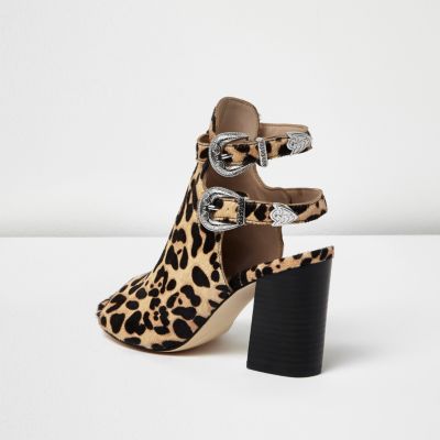 Brown leopard print pony look shoe boots